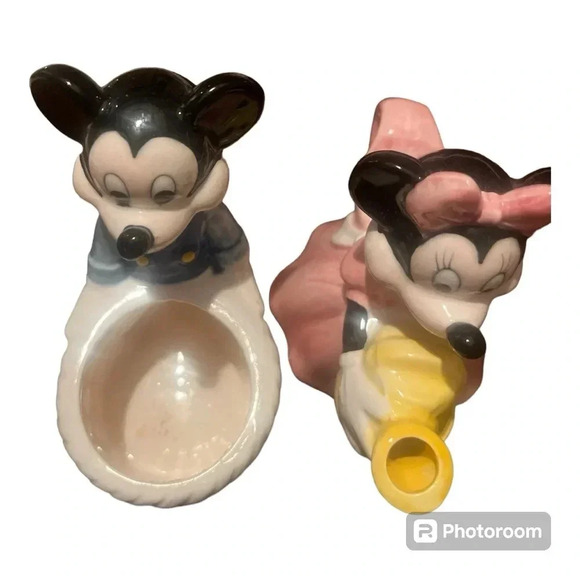 Vintage Mickey & Minni Mouse Ceramic Planter Set - Picture 5 of 11
